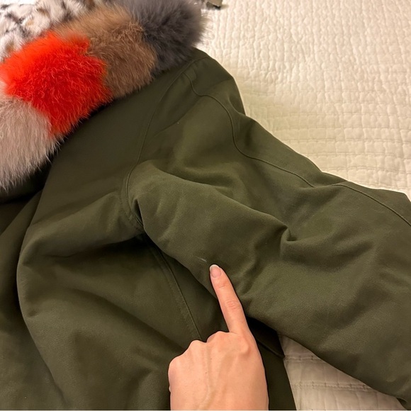 Maje Genuine Fox Fur Kaki Green Jacket Coat Size 36/Small - Picture 7 of 9